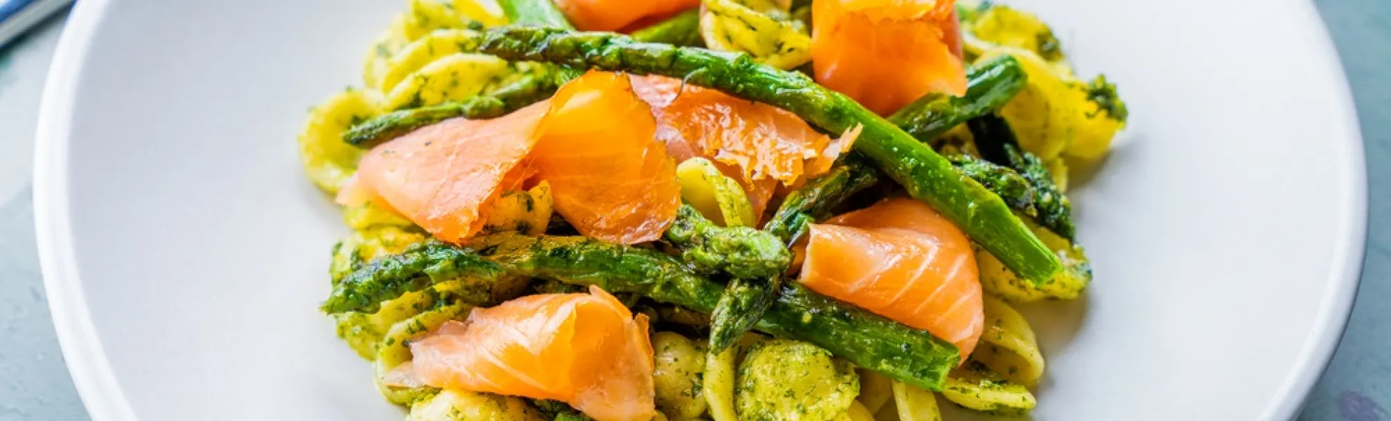 Homemade Orecchiette, Green Asparagus, Tarragon Pesto, Artisan Smoked Trout