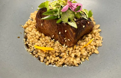 Asian braised beef with pearl barley